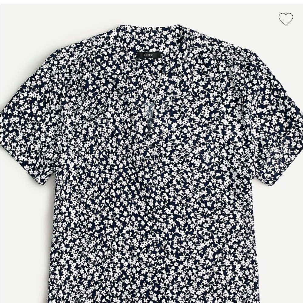 J. CREW Ditsy Floral Drapey Band-Collar #AO547 Top Navy White. Barely warn.